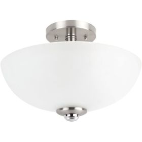 Hudson 2-Light Brushed Nickel and Chrome Semi-Flush Mount Ceiling Light, 63357