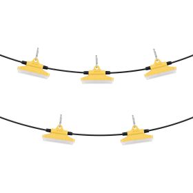 50FT Construction String Lights, 75W 7500LM, 5PCs String Work Light, 5000-5500K, IP65 Waterproof, with Hanging Hooks, for Construction Site