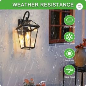 21inch 1 Pack Outdoor Wall Lantern Light  Modern Black Metal & Clear Glass Sconce For Porch, Patio, And Garden Lighting Bulb Not Included (Option: Black-BlackAluminiumGlass)