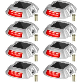 Driveway Lights, 8-Pack Solar Driveway Lights with Switch Button, Solar Deck Lights Waterproof (Color: Red, Quantity: 8 Pieces)
